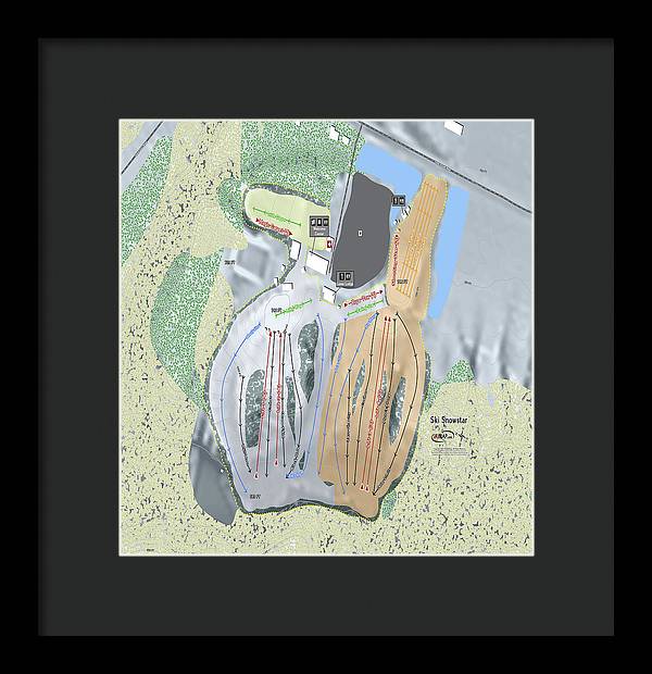 Ski Snowstar Ski Trail Map - Framed Print - Powderaddicts