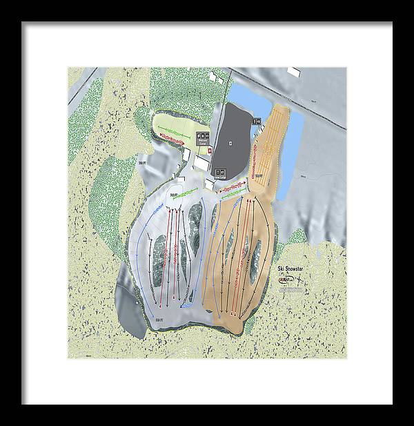 Ski Snowstar Ski Trail Map - Framed Print - Powderaddicts