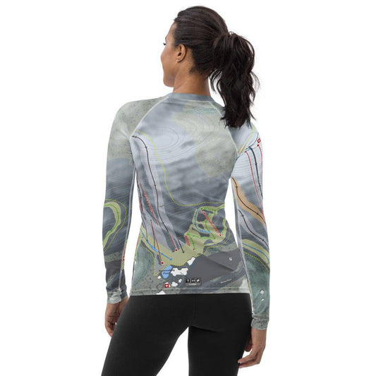 Ski Sundown, Connecticut Ski Trail Map Women's Base Layer Top - Powderaddicts