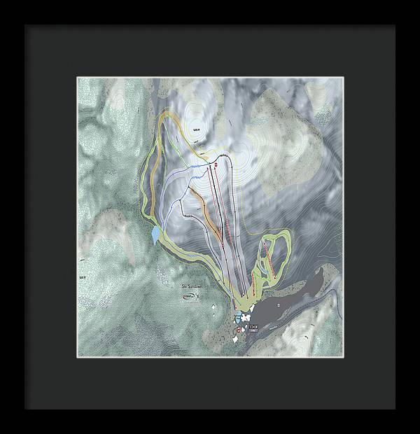Ski Sundown Ski Trail Map - Framed Print - Powderaddicts