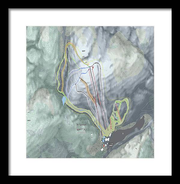 Ski Sundown Ski Trail Map - Framed Print - Powderaddicts