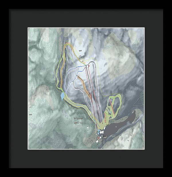 Ski Sundown Ski Trail Map - Framed Print - Powderaddicts