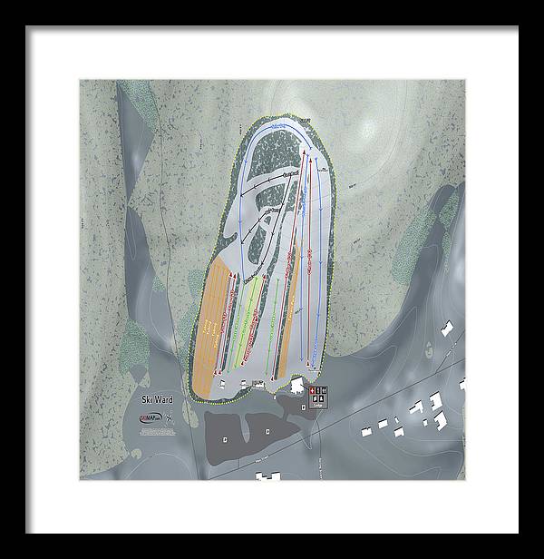 Ski Ward Ski Trail Map - Framed Print - Powderaddicts