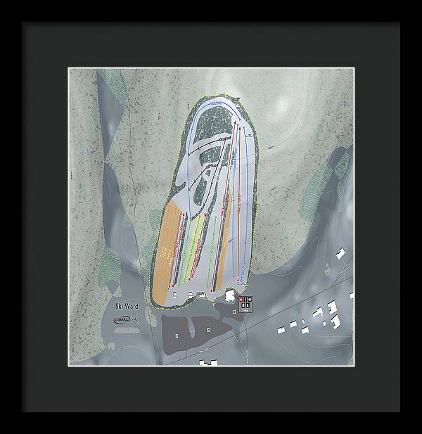 Ski Ward Ski Trail Map - Framed Print - Powderaddicts