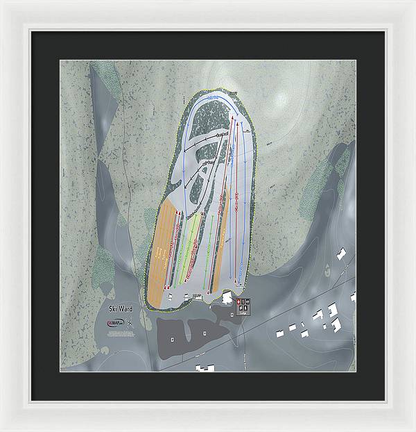 Ski Ward Ski Trail Map - Framed Print - Powderaddicts