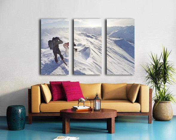 Skiers Prepare To Ski Down Peak 4940 In High Wind And Blowing Snow, Turnagain Pass, Kenai Mountains, Winter In Southcentral Alaska - Powderaddicts