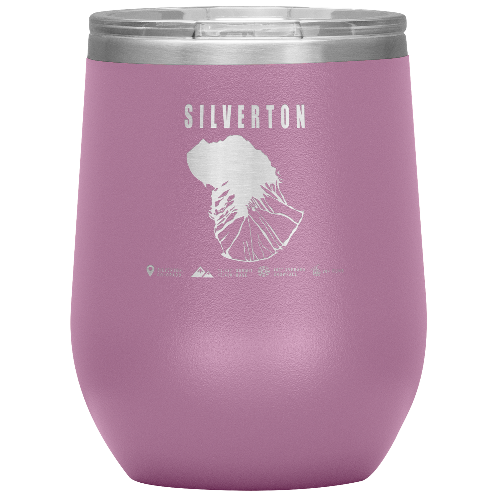 Silverton Colorado Ski Trail Map Wine 12oz Tumbler - Powderaddicts