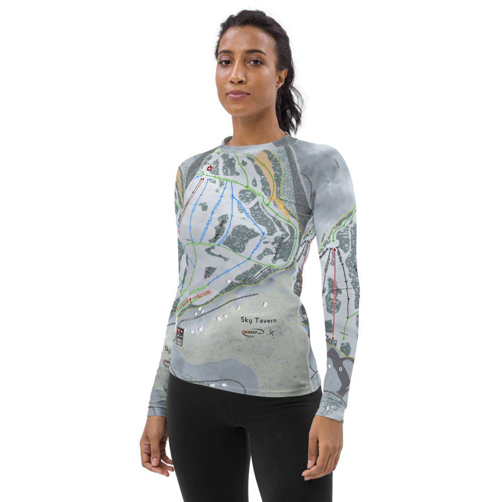 Sky Tavern, Nevada Ski Trail Map Women's Base Layer Top - Powderaddicts