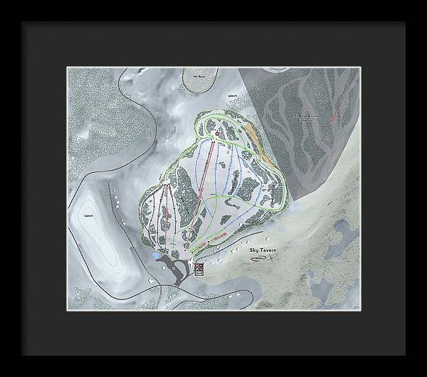 Sky Tavern Ski Trail Map - Framed Print - Powderaddicts