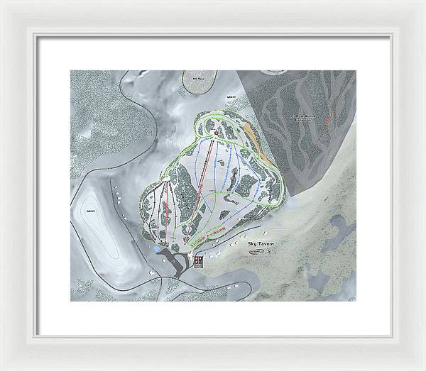 Sky Tavern Ski Trail Map - Framed Print - Powderaddicts