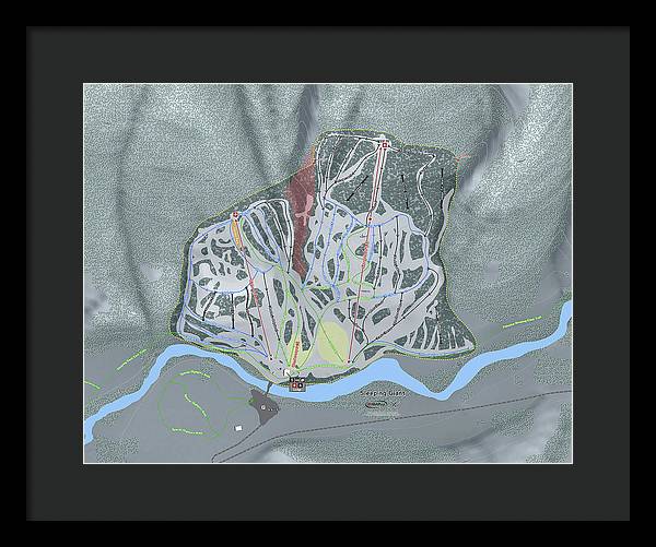 Sleeping Giant Ski Trail Map - Framed Print - Powderaddicts