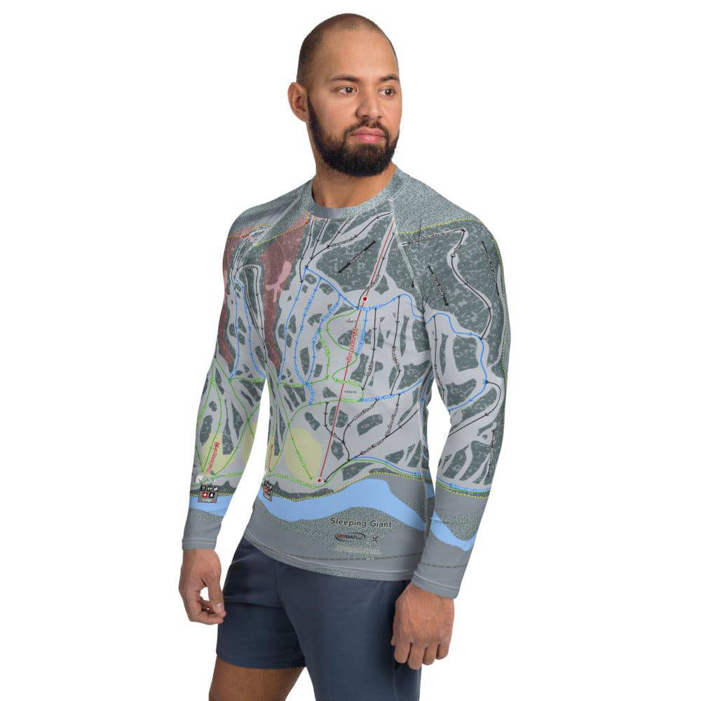 Sleeping Giant, Wyoming Ski Trail Map Men's Base Layer Top - Powderaddicts