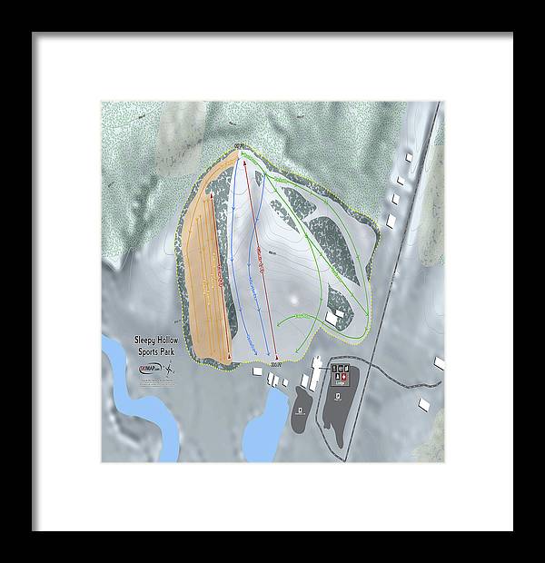Sleepy Hollow Sports Park Ski Trail Map - Framed Print - Powderaddicts