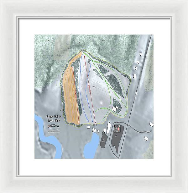 Sleepy Hollow Sports Park Ski Trail Map - Framed Print - Powderaddicts