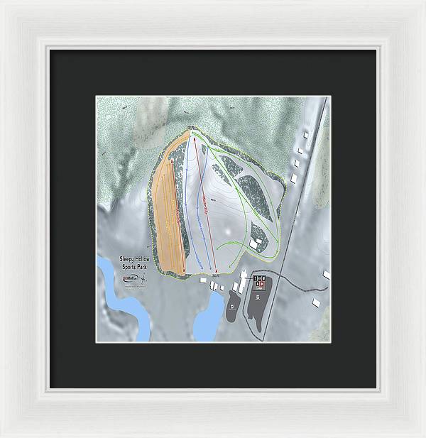 Sleepy Hollow Sports Park Ski Trail Map - Framed Print - Powderaddicts