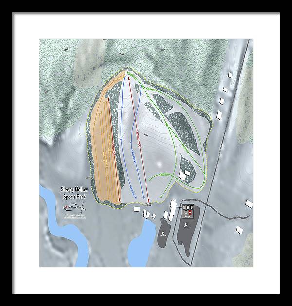 Sleepy Hollow Sports Park Ski Trail Map - Framed Print - Powderaddicts