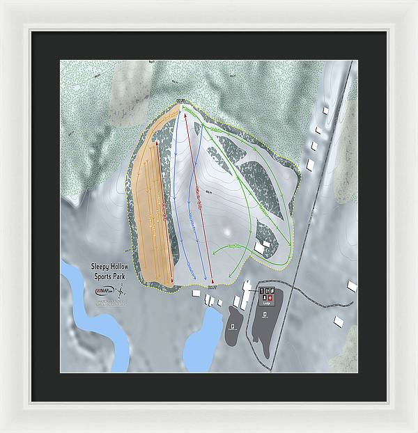 Sleepy Hollow Sports Park Ski Trail Map - Framed Print - Powderaddicts