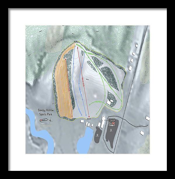 Sleepy Hollow Sports Park Ski Trail Map - Framed Print - Powderaddicts