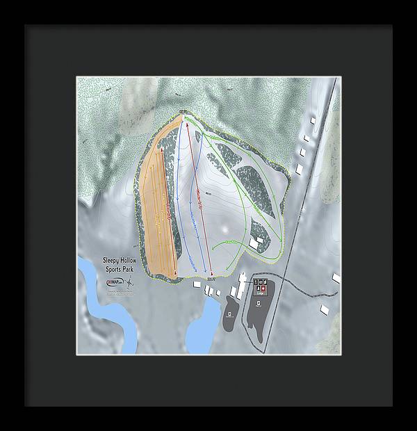 Sleepy Hollow Sports Park Ski Trail Map - Framed Print - Powderaddicts