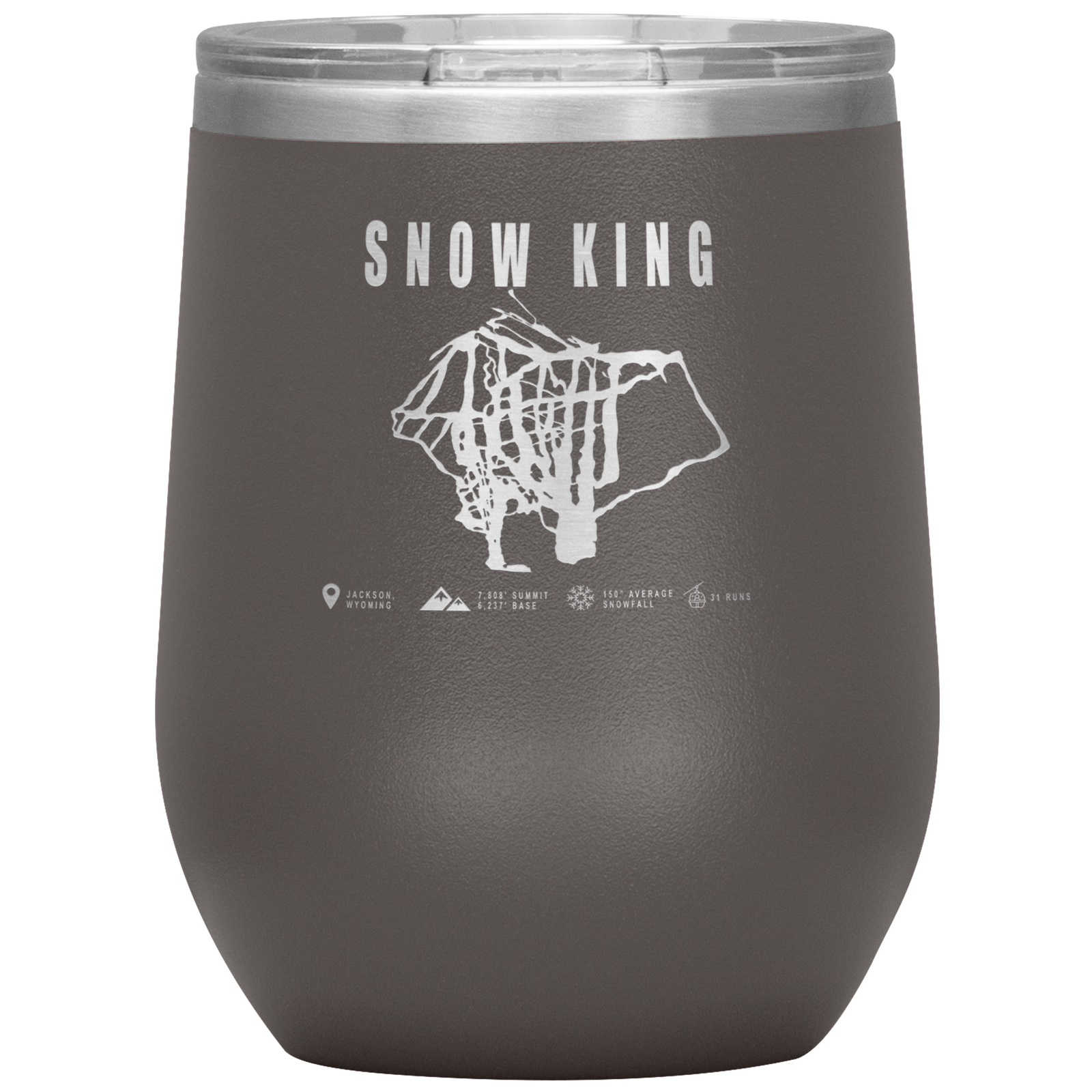 Snow King Wyoming Ski Trail Map Wine 12oz Tumbler - Powderaddicts