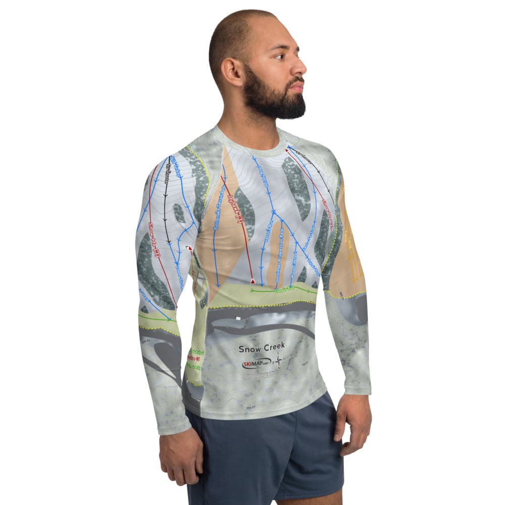 Snow Creek, Missouri Ski Trail Map Men's Base Layer Top - Powderaddicts