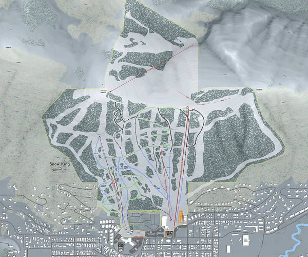 Snow King Ski Trail Map - Art Print - Powderaddicts