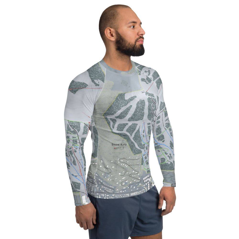 Snow King, Wyoming Ski Trail Map Men's Base Layer Top - Powderaddicts