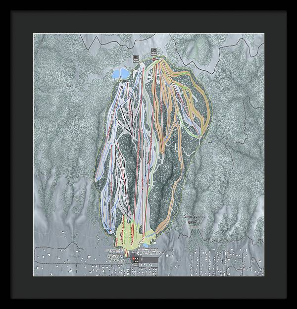 Snow Summit Ski Trail Map - Framed Print - Powderaddicts