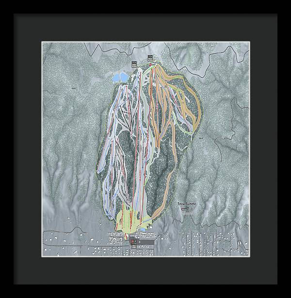 Snow Summit Ski Trail Map - Framed Print - Powderaddicts
