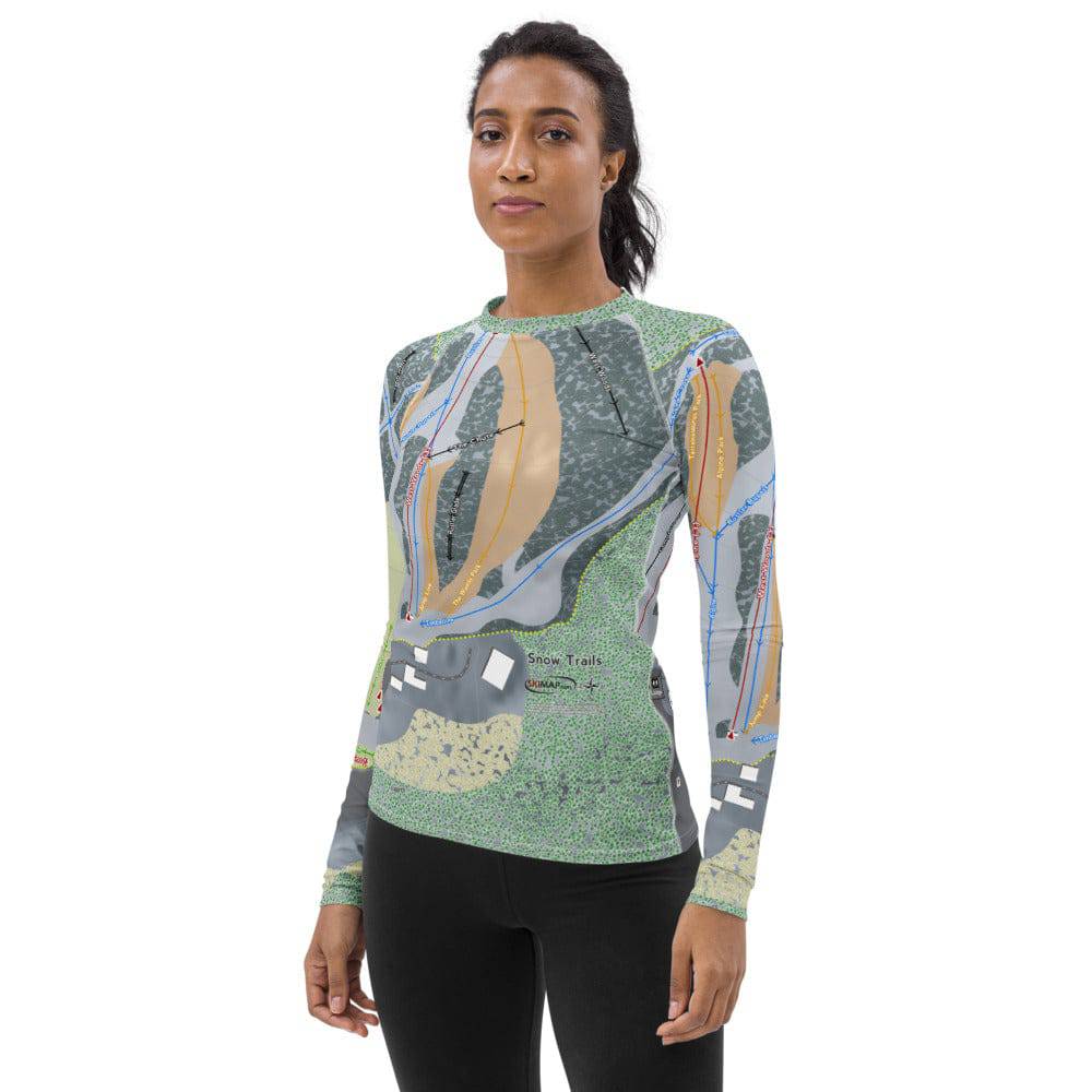 Snow Trails, Ohio Ski Trail Map Women's Base Layer Top - Powderaddicts