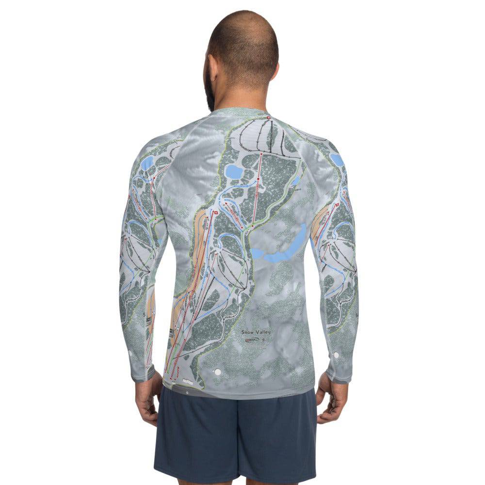 Snow Valley, California Ski Trail Map Men's Base Layer Top - Powderaddicts