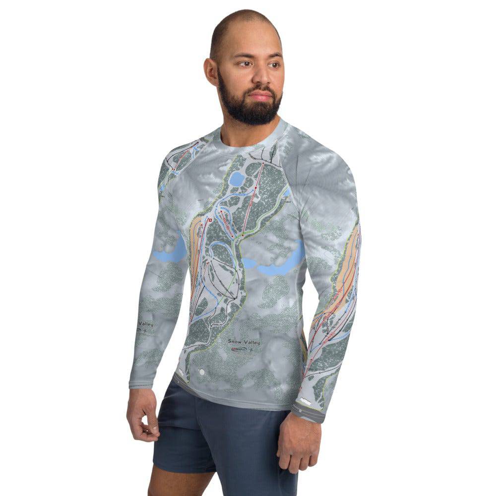 Snow Valley, California Ski Trail Map Men's Base Layer Top - Powderaddicts