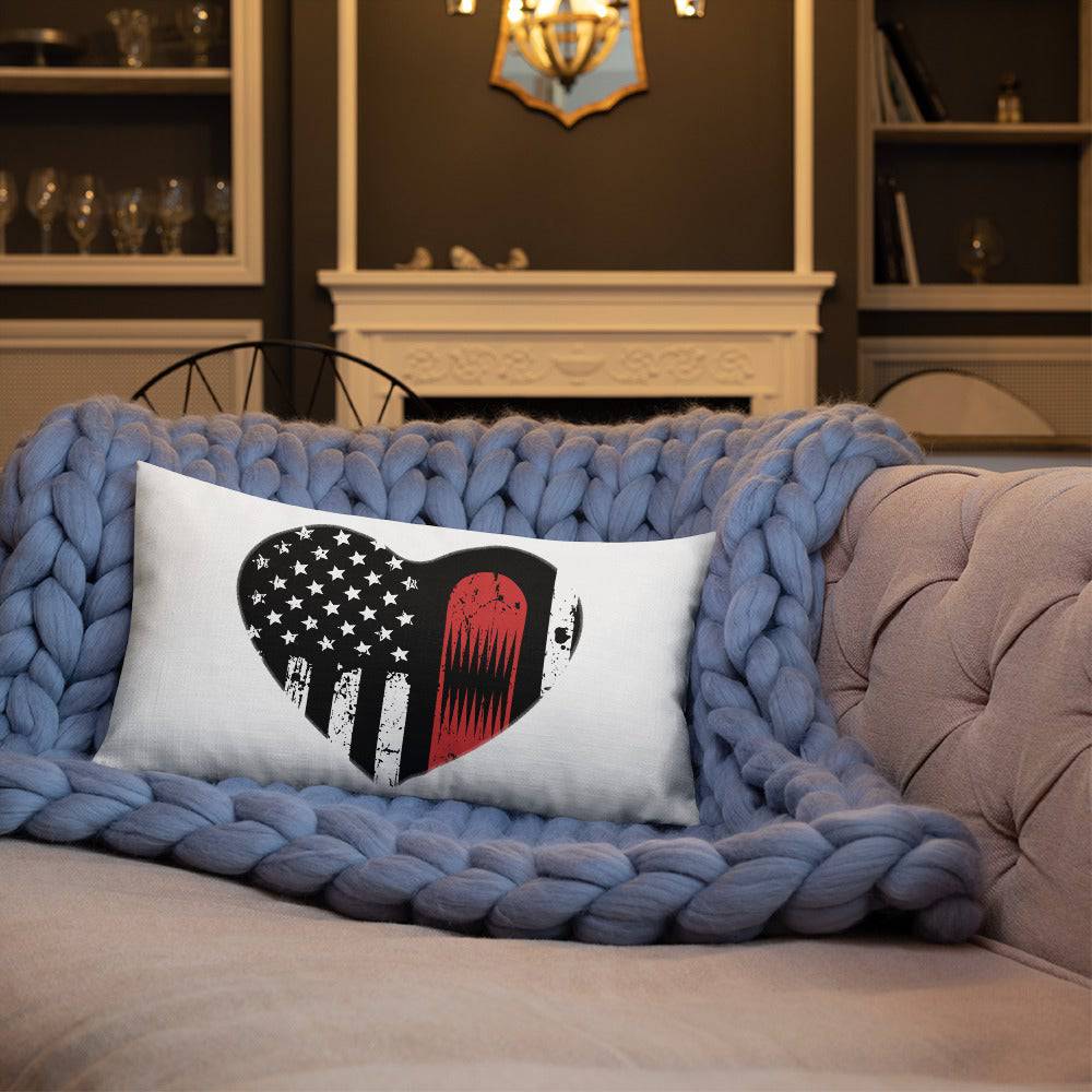 Snowboard USA Flag Heart Premium Pillow - Powderaddicts