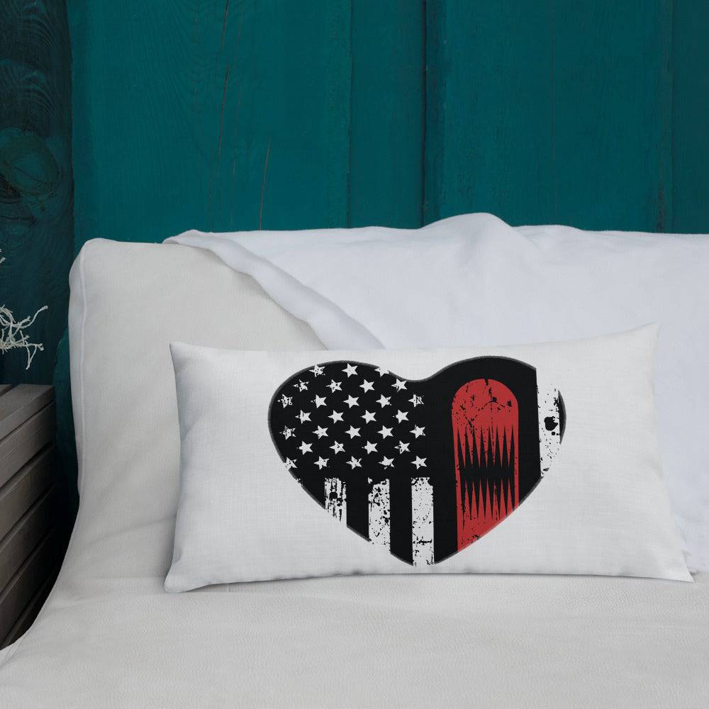 Snowboard USA Flag Heart Premium Pillow - Powderaddicts