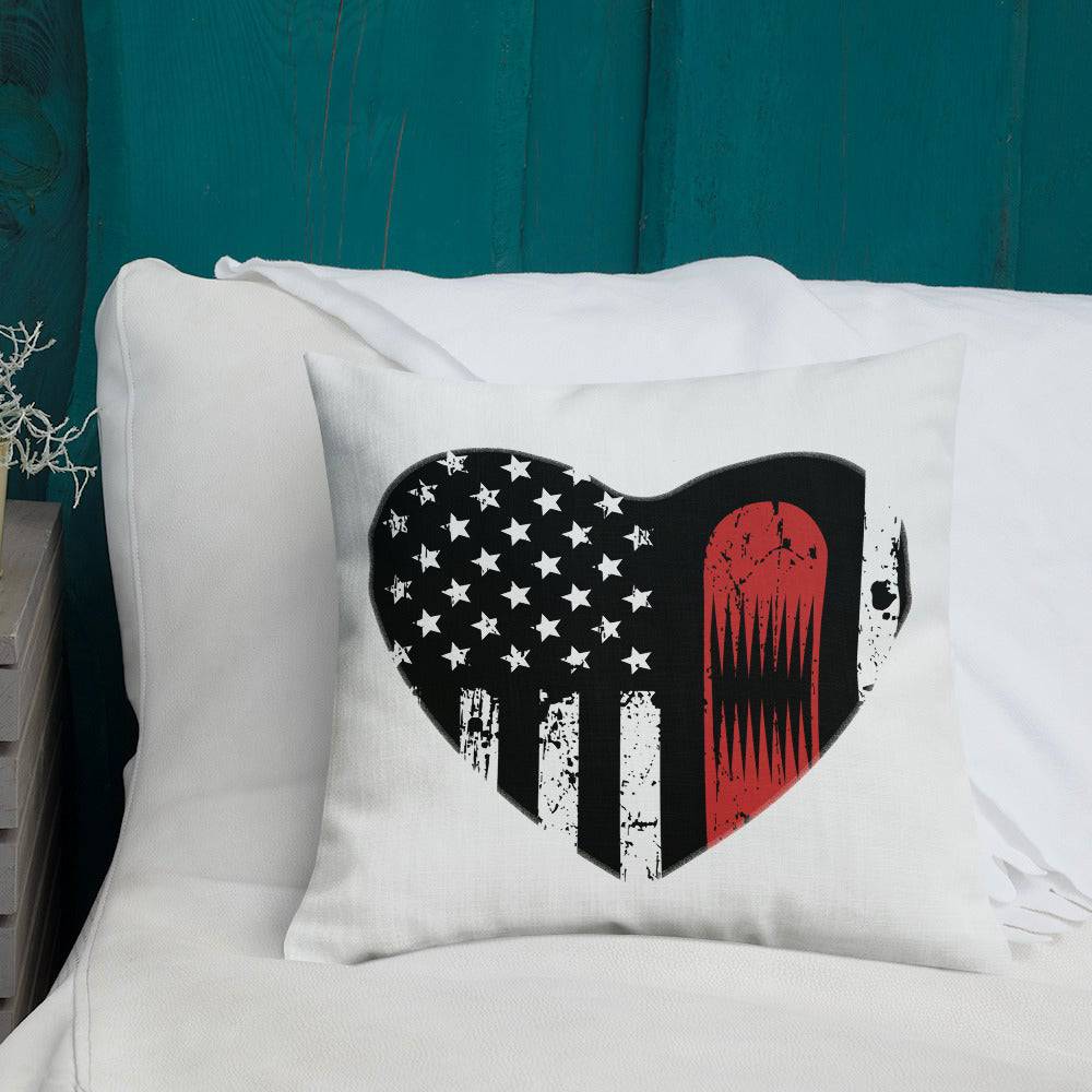 Snowboard USA Flag Heart Premium Pillow - Powderaddicts