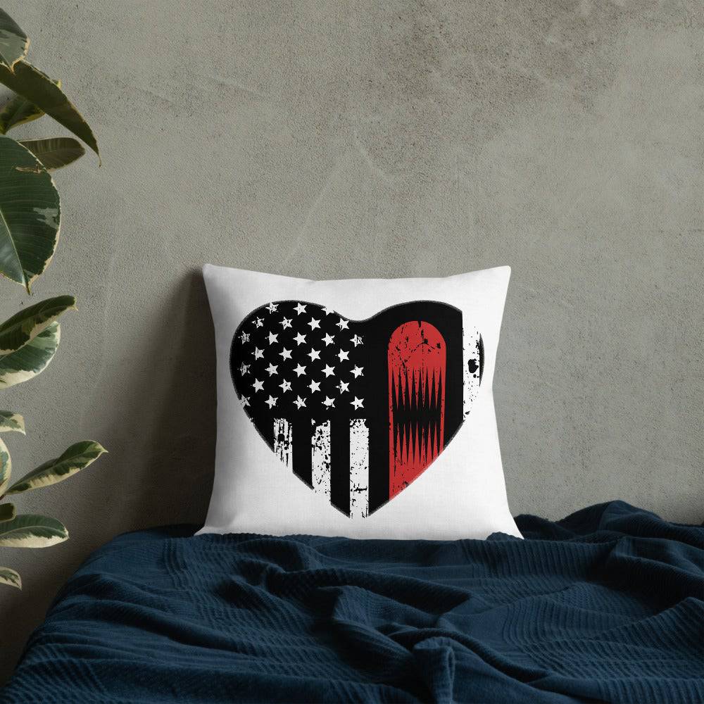 Snowboard USA Flag Heart Premium Pillow - Powderaddicts
