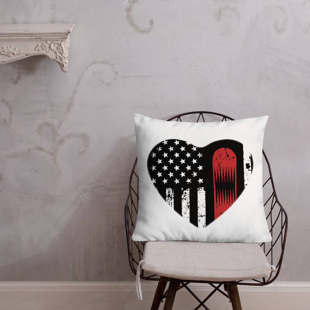 Snowboard USA Flag Heart Premium Pillow - Powderaddicts