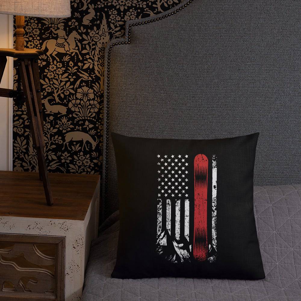 Snowboard USA Flag Premium Pillow - Powderaddicts