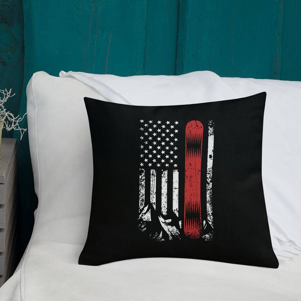 Snowboard USA Flag Premium Pillow - Powderaddicts