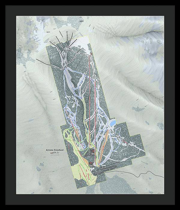 SnowBowl Ski Trail Map - Framed Print - Powderaddicts