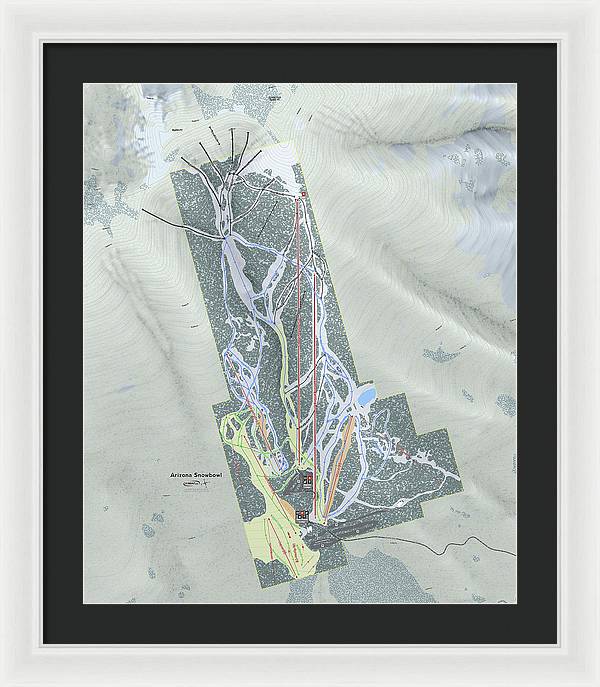 SnowBowl Ski Trail Map - Framed Print - Powderaddicts