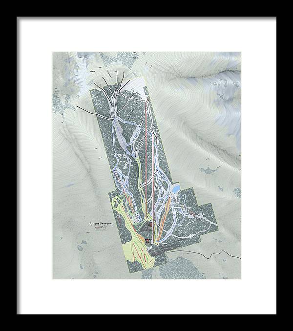 SnowBowl Ski Trail Map - Framed Print - Powderaddicts
