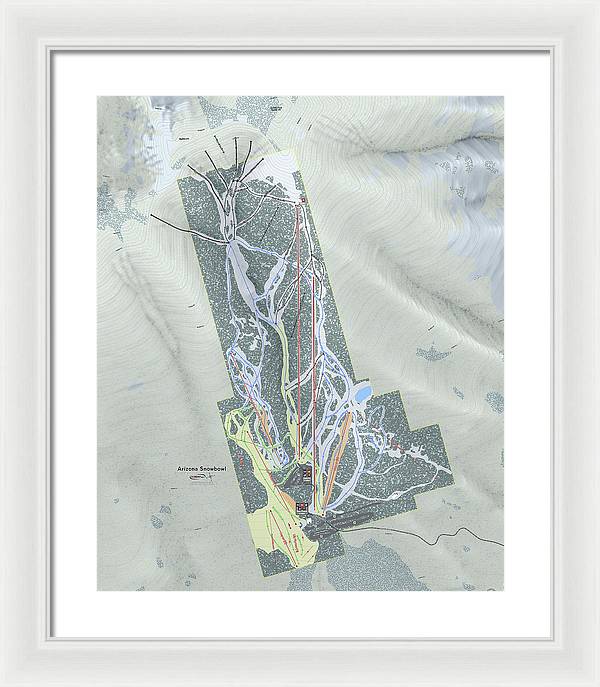 SnowBowl Ski Trail Map - Framed Print - Powderaddicts