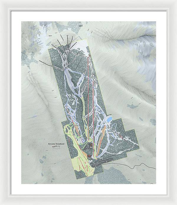 SnowBowl Ski Trail Map - Framed Print - Powderaddicts