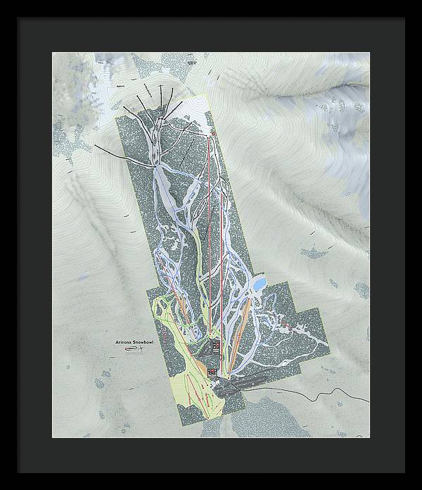SnowBowl Ski Trail Map - Framed Print - Powderaddicts