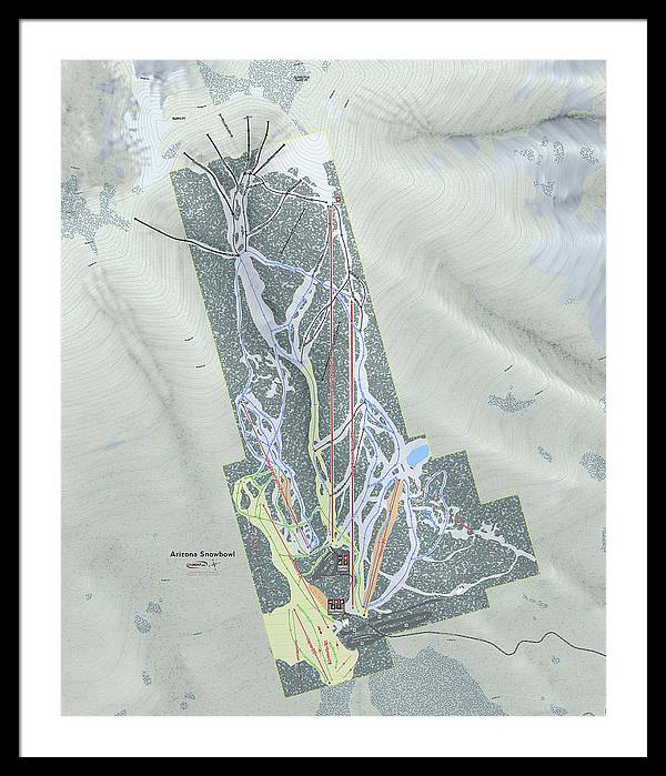 SnowBowl Ski Trail Map - Framed Print - Powderaddicts