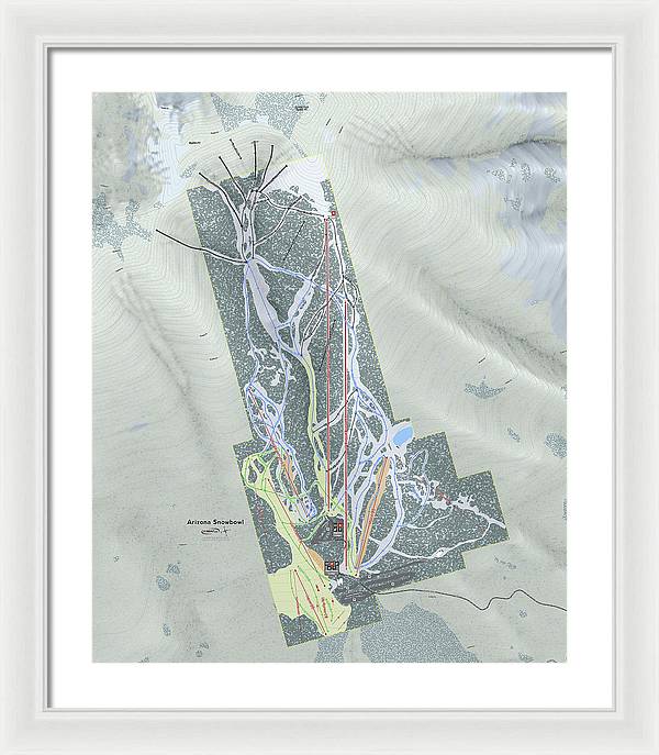 SnowBowl Ski Trail Map - Framed Print - Powderaddicts