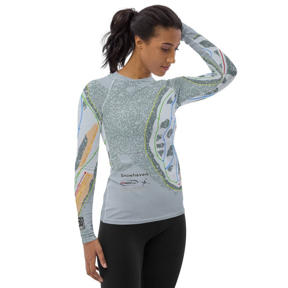 Snowhaven, Idaho Ski Trail Map Women's Base Layer Top - Powderaddicts