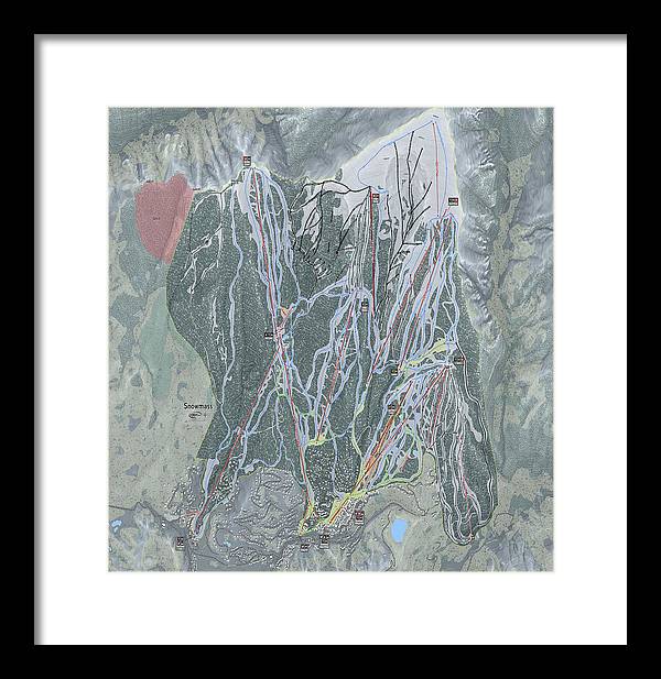 Snowmass Ski Trail Map - Framed Print - Powderaddicts