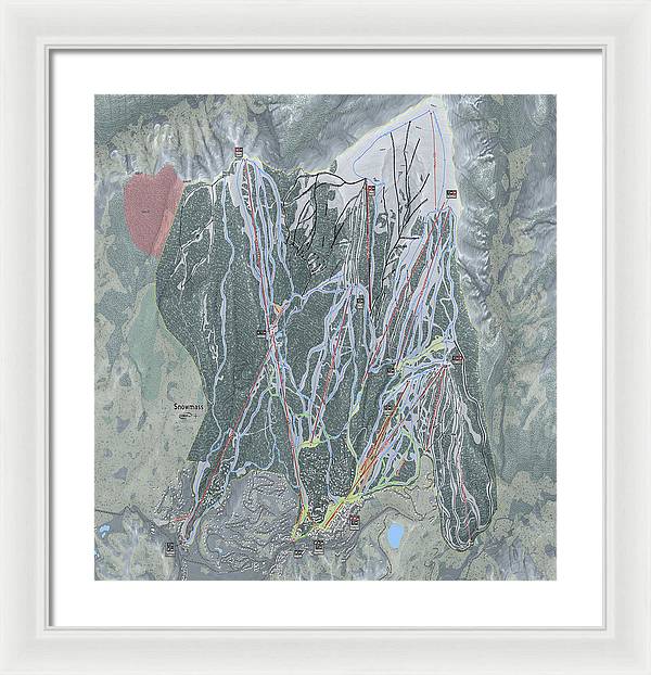 Snowmass Ski Trail Map - Framed Print - Powderaddicts